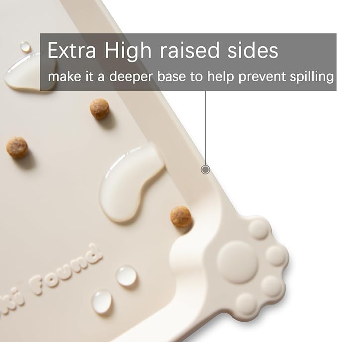 Hoki Found Silicone Pet Food Mats Tray - High-Lips Pet Dog Cat Bowl Mats - Dog Pet Cat Feeding Mat - Waterproof Dog Cat Food Mats -Pet Water Mats for Floors - Papayawhip
