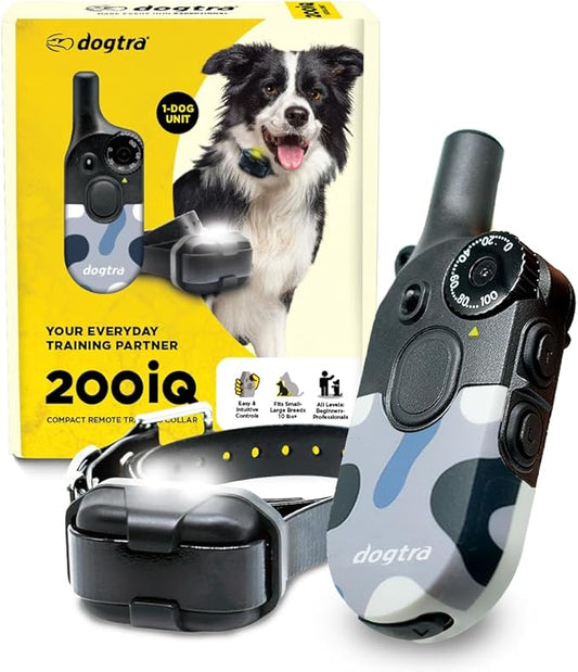 Dogtra 200iQ Remote Training E Collar – 100 Levels, Tone, Vibration, 1/2 Mile Range – Compact, Waterproof, One-Handed Control for Dogs 10 lbs+ – Lightweight Design for Daily Training – Abstract Blue