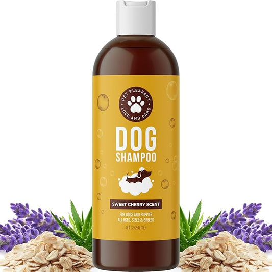 Soothing Oatmeal Shampoo for Dogs - Cleansing and Moisturizing Aloe & Oatmeal Dog Shampoo for Smelly Dogs of all Ages & Breeds - Gentle Sulfate and Paraben Free Dog Wash Made in USA (Sweet Cherry)