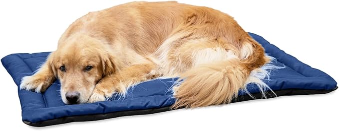 K9 Ballistics Tough Ripstop Dog Crate Pad - Durable, Machine Washable Kennel & Travel Mat for Large Dogs, 41 x 27 Fits 42" Wire Crates, Blue Quartz