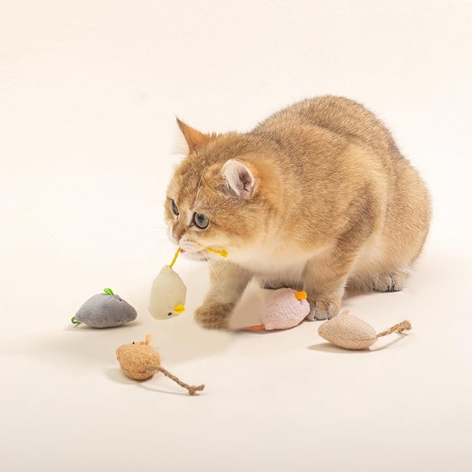 Shudyear cat Toys 5pcs Mouse Toys, Interactive Catnip Animal Toys for Indoor Kittens to Eliminate Boredom for Bored Indoor Cats (5pc)