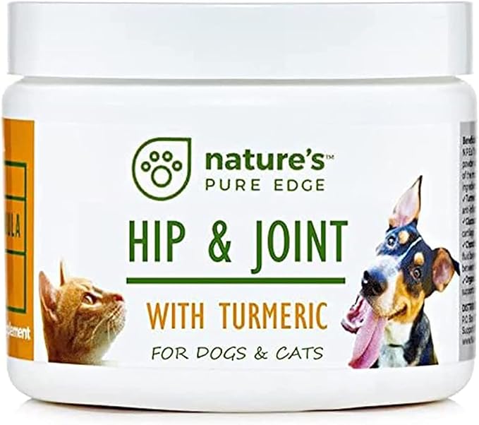 Nature's Pure Edge Dog & Cat Hip + Joint Powder Supplement – Extra Strength Glucosamine & Chondroitin for Dogs (Senior Friendly) | Arthritis & Joint Pain Relief | 170 g