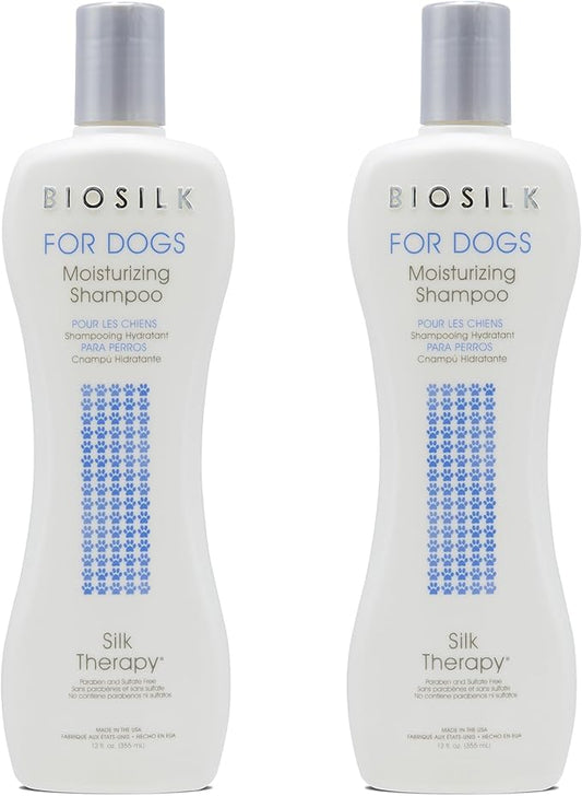 BioSilk Silk Therapy Moisturizing Shampoo for Dogs - Best Dog Shampoo for Pets with Dry, Itchy, or Sensitive Skin, Gentle Dog Wash, Essential Grooming Supplies, 12 Fl Oz - 2 Pack