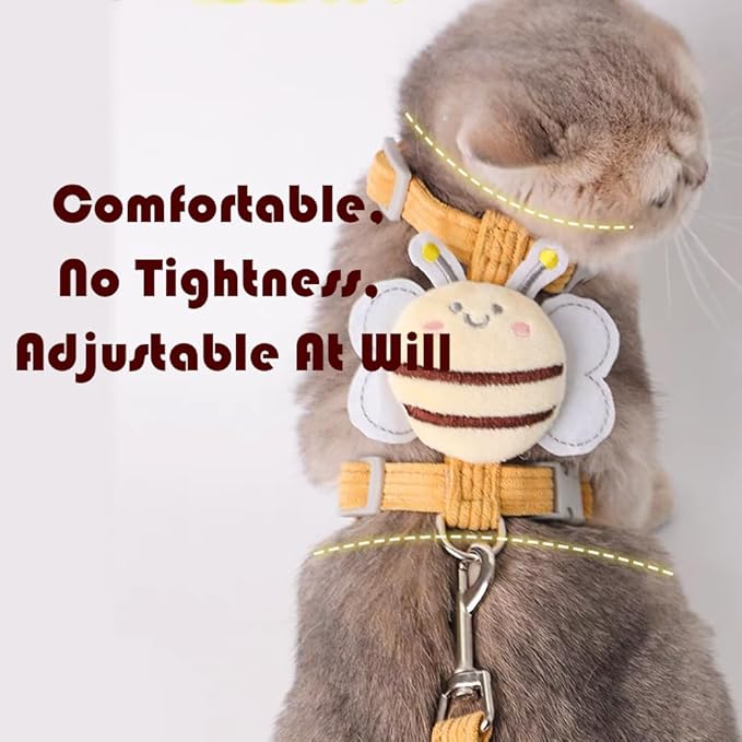 Cat Harness and Leash Set, Cat Harness Escape Proof, Rabbit Harness and Leash Set, Costumes for Cats and Bunny (A, Large)