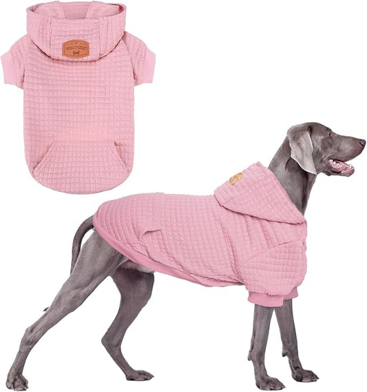 BEAUTYZOO Dog Sweaters for Large Dogs Girls Boys, Warm Winter Dog Hoodie Sweatshirt with Pocket & Leash Hole,Soft Waffle-Like Laminated Cotton Pet Clothes for Big Breeds Indoor Outdoor Cold Weather
