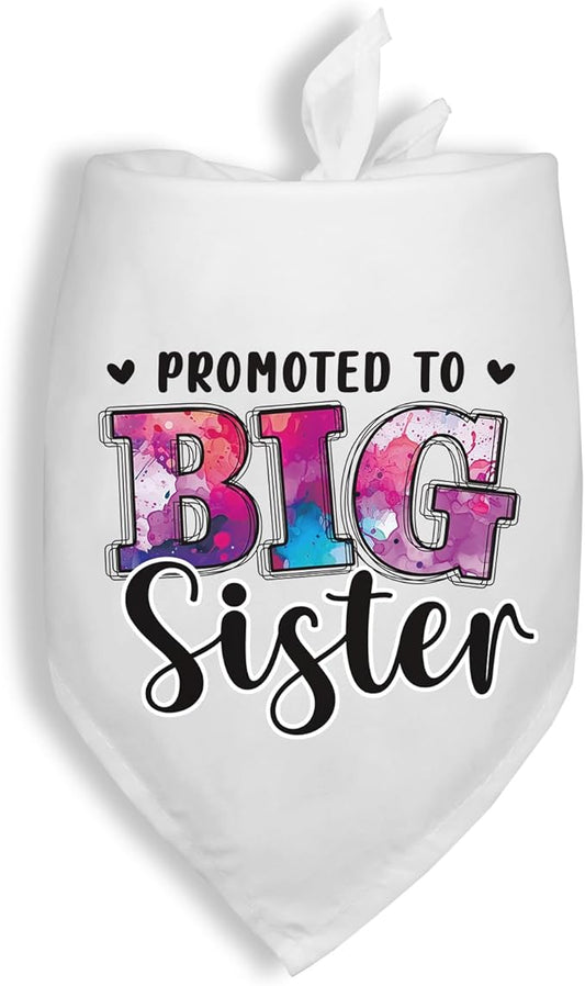 Promoted to Big Sister Baby Announcement Dogs Bandana Gender Reveal Dog Bandana Pregnancy Announcement Photo Prop Pet Scarf Accessories for Pet Dog Lovers Gifts - White