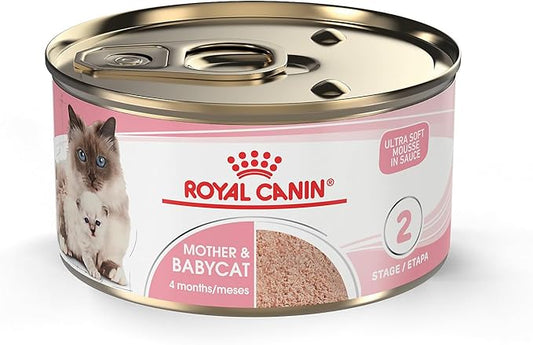 Royal Canin Feline Health Nutrition Mother & Babycat Queen Ultra Soft Mousse in Sauce Cat Food, 3 oz (Pack of 24)