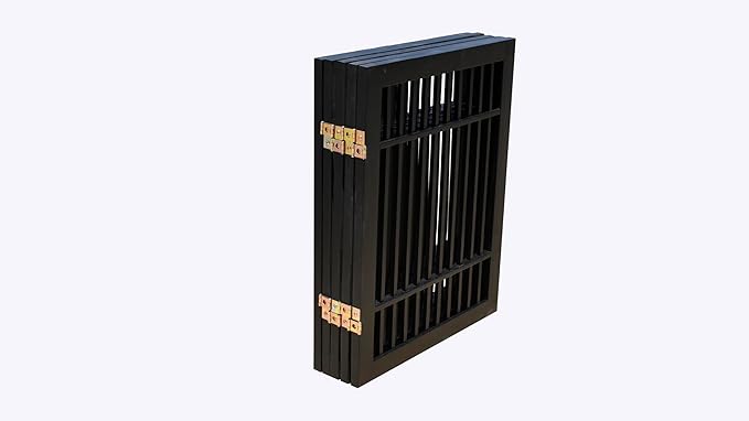 Pet Dog Gate Strong and Durable Freestanding Folding Acacia Hardwood Portable Wooden Fence Indoors or Outdoors by Urnporium (Black Pet Gate, 5 Panel 24" Tall)