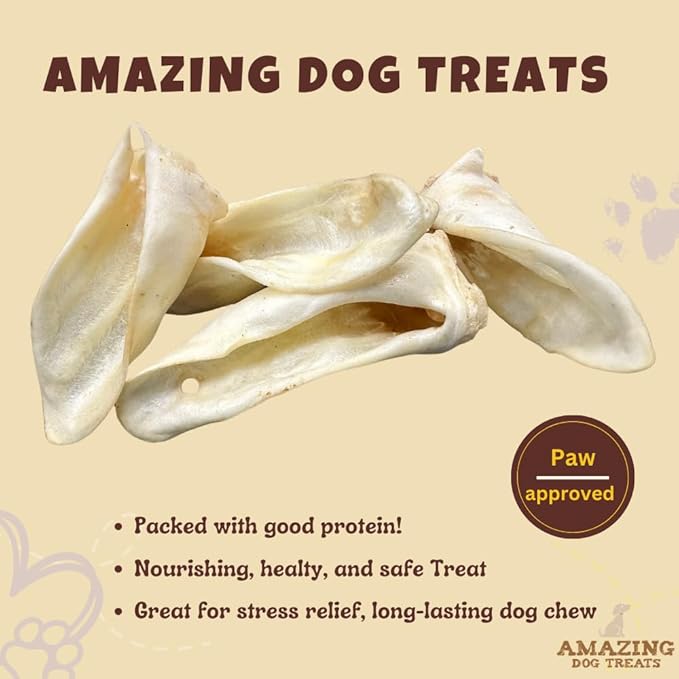 Amazing Dog Treats - Lamb Ears (25 Pcs/Pack) - Natural Dog Chews -Rawhide Alternative - No Hide Dog Bones