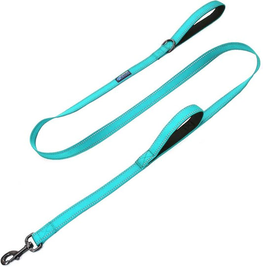 Max and Neo Double Handle Traffic Dog Leash - Reflective, Donates to Dog Rescue (Teal, 4 FT)