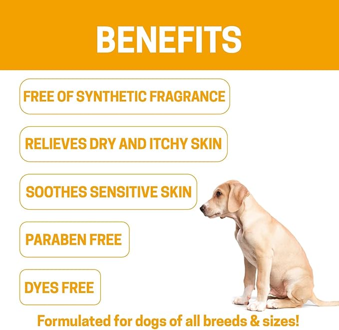 All-Natural Dog Shampoo for Sensitive Skin | Natural and Organic Ingredients | Skin Cleansing Properties, Relieves Dry Itchy Skin | 16fl oz 473 ml.