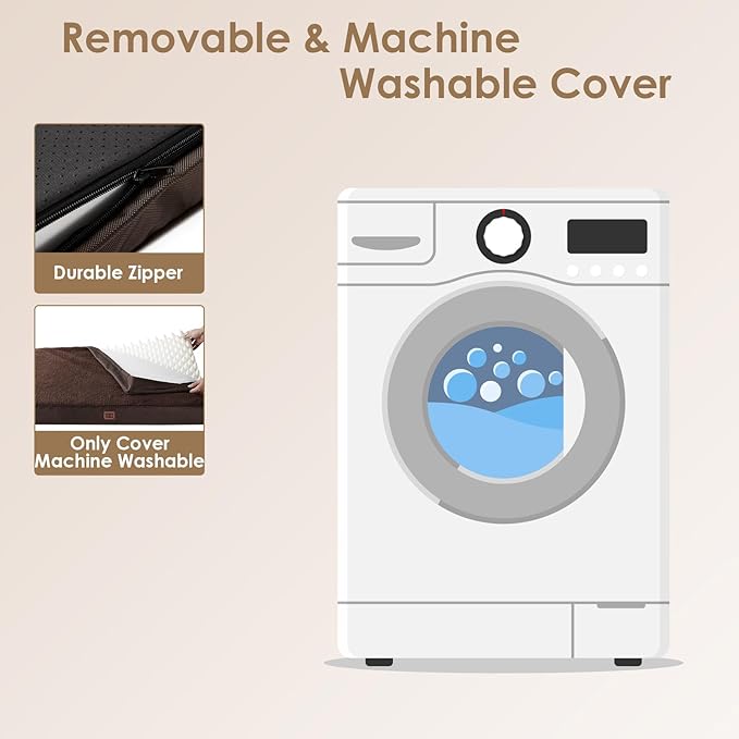 EHEYCIGA Orthopedic XL Dog Beds for Extra Large Dogs with Removable Washable Cover for Crate, Brown, 41x27