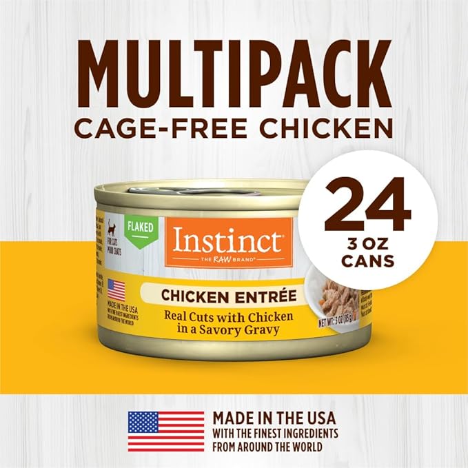 Instinct Flaked Entrée Wet Canned Cat Food - Chicken, 3 oz. Cans (Pack of 24)