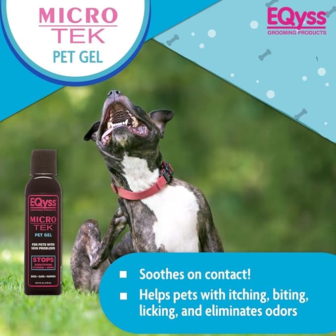 EQyss Micro-Tek Leave-On Pet Gel - Soothe Dry Irritated Skin on Contact, Stops Itching, Scratching, Biting, Licking Hot Spots - for Cats & Dogs (4 oz)