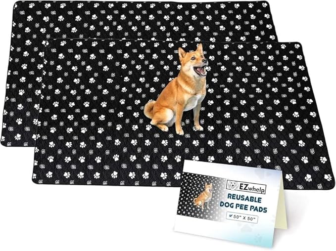 EZwhelp Reusable Dog Pee Pads, Washable Waterproof Mats for Dog Potty Training or Whelping Pads, 50x50 Inch, 2 Pack