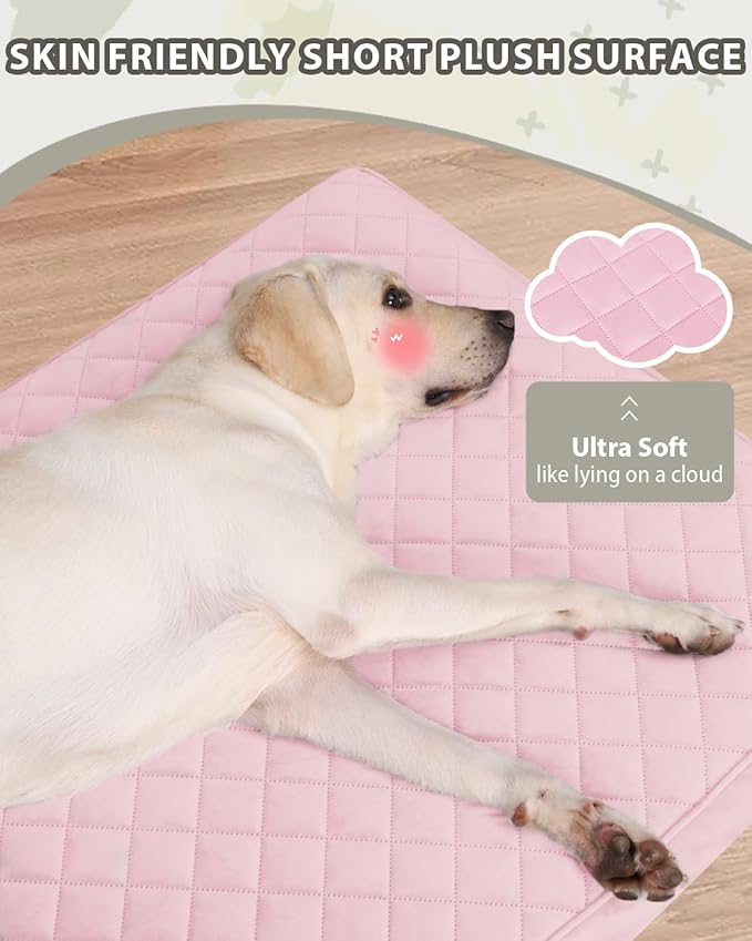 Orthopedic XL Dog Beds Large Sized Dog Waterproof Pet Kennel Pad with Removable Washable Cover and Non-Slip Bottom, 41x27 Inch, Pink