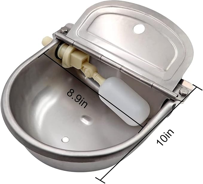 Automatic Water Bowl 304 Stainless Steel Pet Water Dispenser Dog, Feeder Waterer for Large Dogs with 40 Inch Steel Hose, 2 Float Valve, Copper Connector Adapter, 2 Bolts (with Drainage Hole)