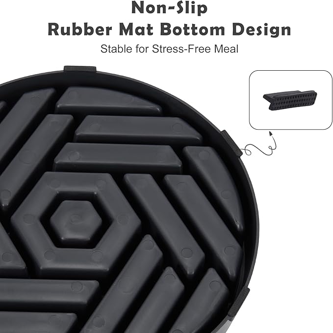 TOBYTO Slow Feeder Dog Bowls Large Medium Breed,Anti-Choking Slow Eating Dog Food Bowl,Non Slip Pet Slower Food Feeding Bowls Large Puzzle Slow Feeder Bloat Stop Maze Dog Dishes,Gray