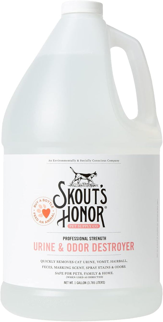 Skout's Honor Cat Urine & Odor Destroyer - Professional Strength, Plant-Powered, Cruelty-Free Urine Eliminator for Carpets and Indoor Living Spaces, 128 oz.