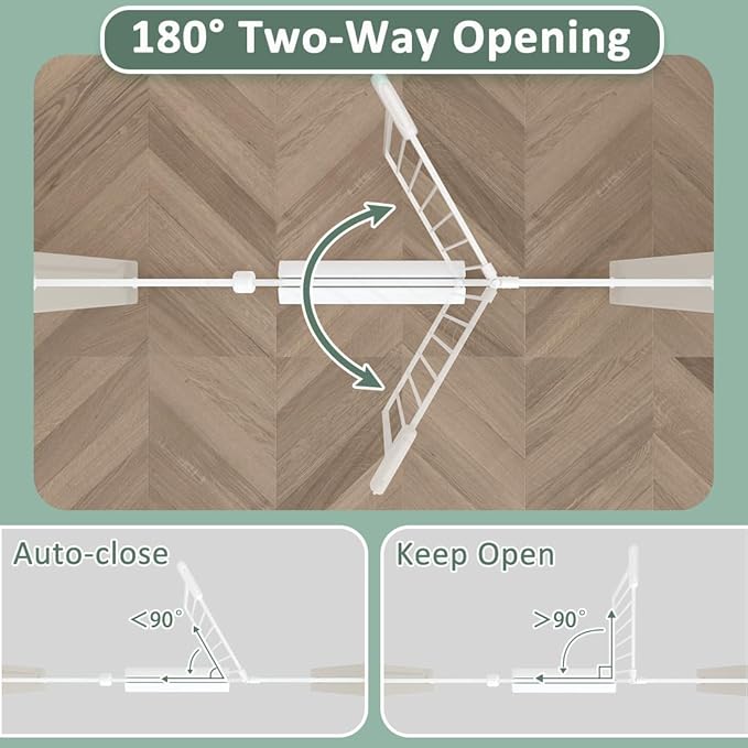 TSAYAWA Walk Through Baby Gate with Door, 53-57.48 Inch Wide Presure Mounted No Drill Metal Auto Close Child Gate for Stair Doorway - Indoor Outdoor Safty Gate for Toddler Dog Doggie, White