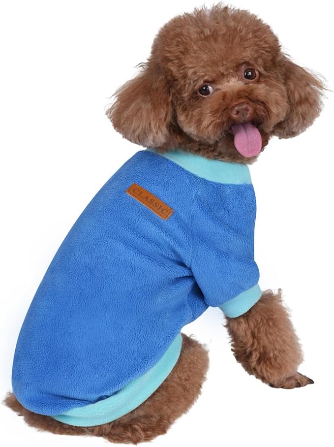 GreenJoy Classic Fleece Dog Sweater – Soft & Warm Stretchy Sweatshirt for Small Dogs & Cats, Cold-Weather Pullover for Everyday Wear (Dark Blue, X-Small)