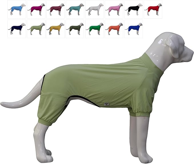LoveLongLong Dog Jumpsuit with UV Protection and Quick-Dry Fabric for Spring Summer Pet Pajamas Light Green XL