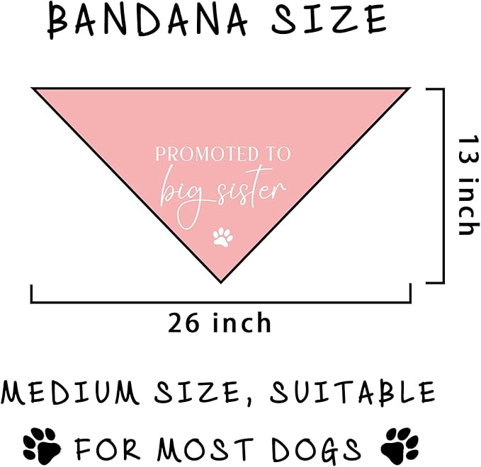 Promoted to Big Sister Baby Announcement Pink Dog Bandana Gender Reveal Gift Pregnancy Announcement Photo Prop for Dog Lover Pet Scarf Accessories for Small Medium Large Dog
