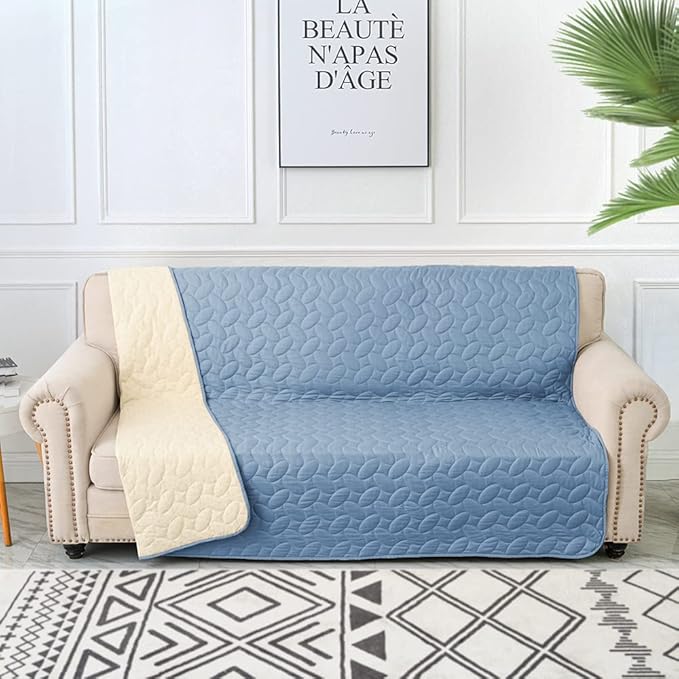 Ameritex Waterproof Pet Bed Cover Anti-Slip Dog Bed Blanket for Sofa and Furniture Waterproof New Pattern Design (Lightblue, 30x80 Inch (Pack of 1))