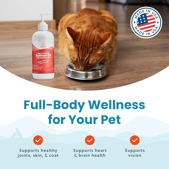 Wild Alaskan Salmon Oil for Cats & Small Dogs, Supports Skin, Coat, Joint & Overall Well-Being, Pure & Premium Alaskan Salmon Oil for Dogs & Cats with No Fillers, 16 oz