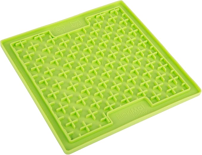LickiMat Classic Buddy, Cat Slow Feeder Lick Mat, Boredom Anxiety Reducer; Perfect for Food, Treats, Yogurt, or Peanut Butter. Fun Alternative to a Slow Feed Cat Bowl or Dish, Green