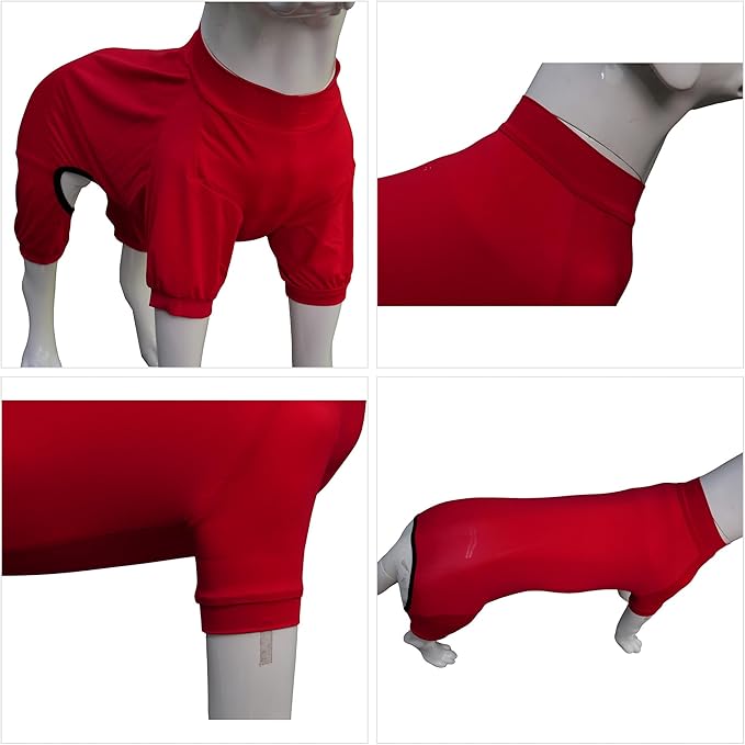 LoveLongLong Dog Jumpsuit with UV Protection and Quick-Dry Fabric for Spring Summer Pet Pajamas Red 3XL