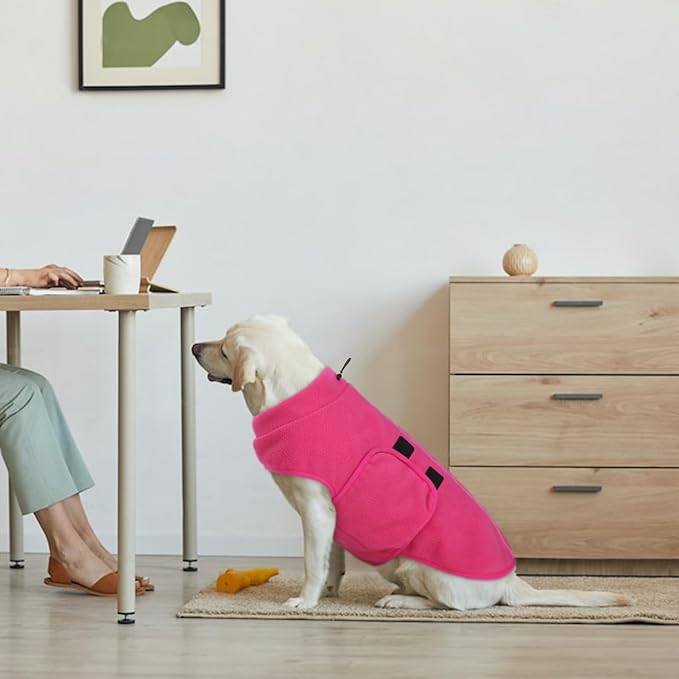 Queenmore XL Dog Sweater, Soft Fleece Vest Pullover Dog Jacket with Leash Hole, Warm Winter Dog Clothes Cold Weather Doggy Dachshund Sweaters for Large Dogs Cats Boy or Girl (Pink, XL)