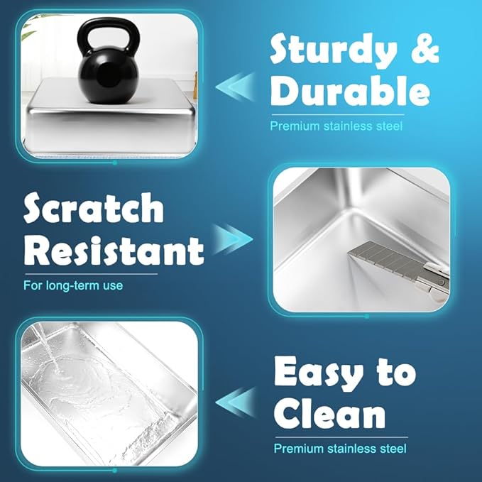 SZEE Stainless Steel Litter Box, Large Size, Fully/Half Enclosed Design, Foldable Front Door for Scooping, Activated Charcoal Odor Control, Prevent Splashing Out