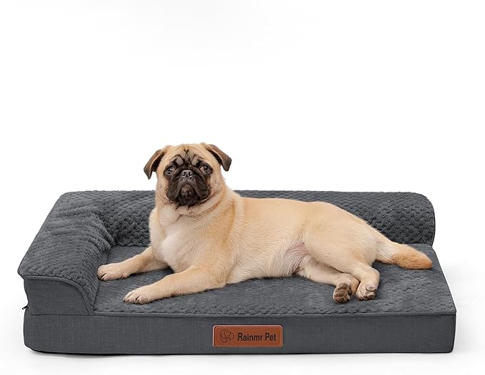 Orthopedic Dog Bed Medium Size Dog, Memory Foam Pet Bed for Medium and Large Dogs, Washable Removable Cover, Nonskid Bottom, Waterproof, 35x23x6 Inches, Dark Grey