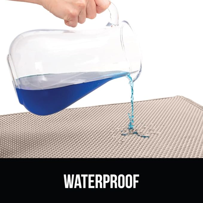 GORILLA GRIP Honeycomb Cat Litter Box Mat, 35x24 Two Layer Trapping Waste Mats, Soft On Paws, Litter Box Supplies and Essentials for Indoor Cats, Traps Excess, Water Resistant for Floors, Beige