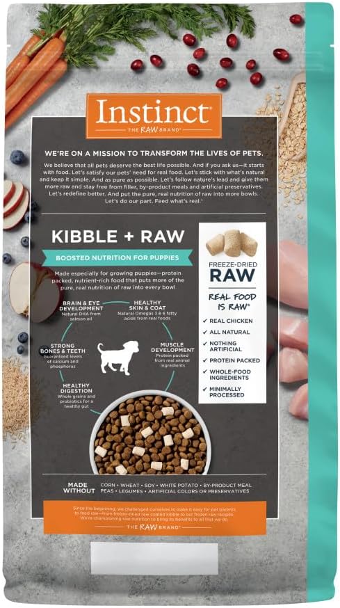 Instinct Raw Boost Puppy, Natural Dry Dog Food with Freeze Dried Pieces, High Protein, Whole Grain Recipe - Real Chicken & Brown Rice, 3.5 lb. Bag