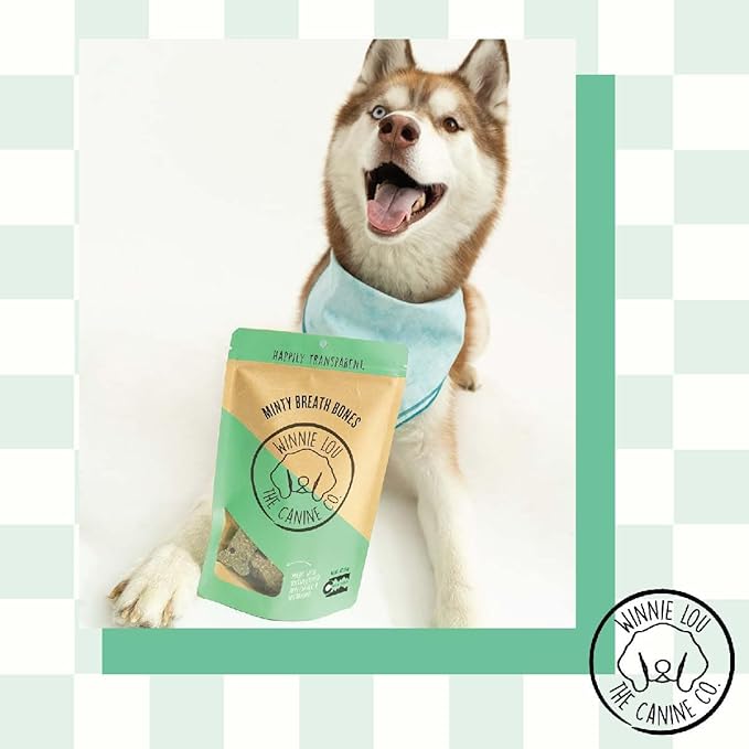 Winnie Lou Organic Healthy Dog Treats – All Natural Crunchy Dog Biscuits Made in USA with Organic Ingredients from Colorado Farms – for Small, Medium, Large Dogs - Minty Breath Bones (Pack of 2)