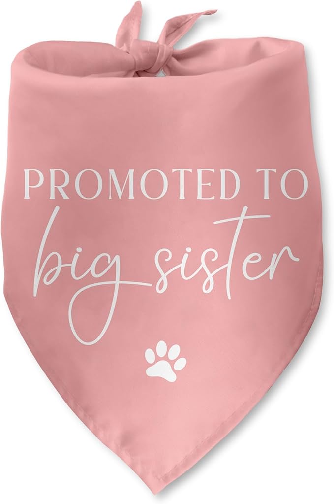Promoted to Big Sister Baby Announcement Pink Dog Bandana Gender Reveal Gift Pregnancy Announcement Photo Prop for Dog Lover Pet Scarf Accessories for Small Medium Large Dog