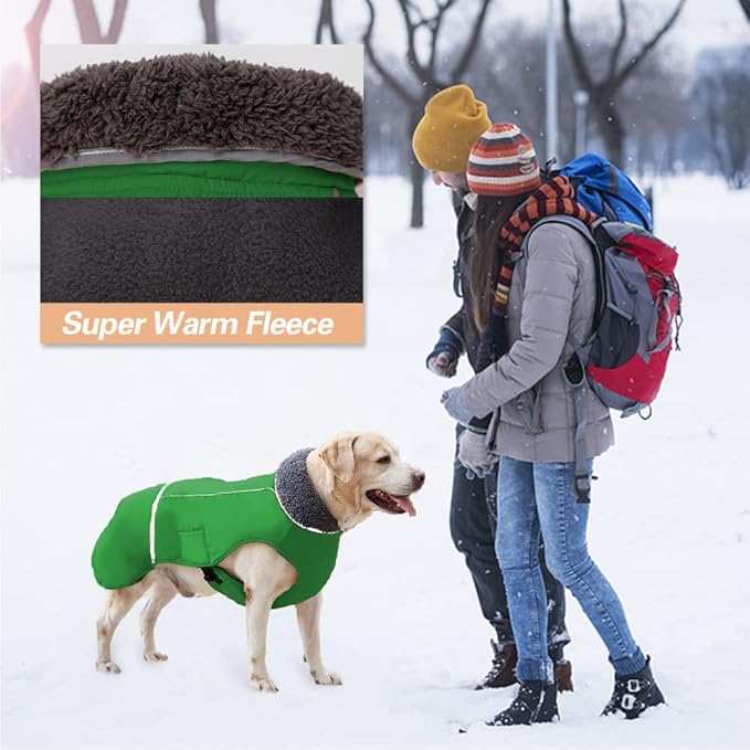 Doglay Dog Coat, Waterproof Dog Jacket Pet Winter Coat for Cold Weather with Thicken Furry Collar, Reflective Puppy Winter Jacket Warm Fleece Lining for Small Medium Large Pets