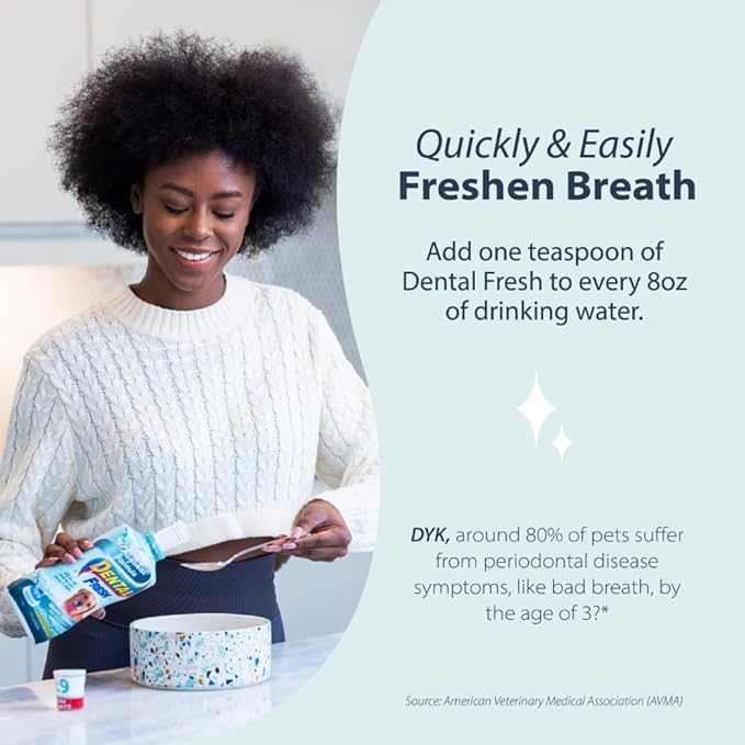 Dental Fresh Water Additive for Dogs, Original Formula, 17oz – Dog Breath Freshener and Teeth Cleaning for Dental Care– Add to Water