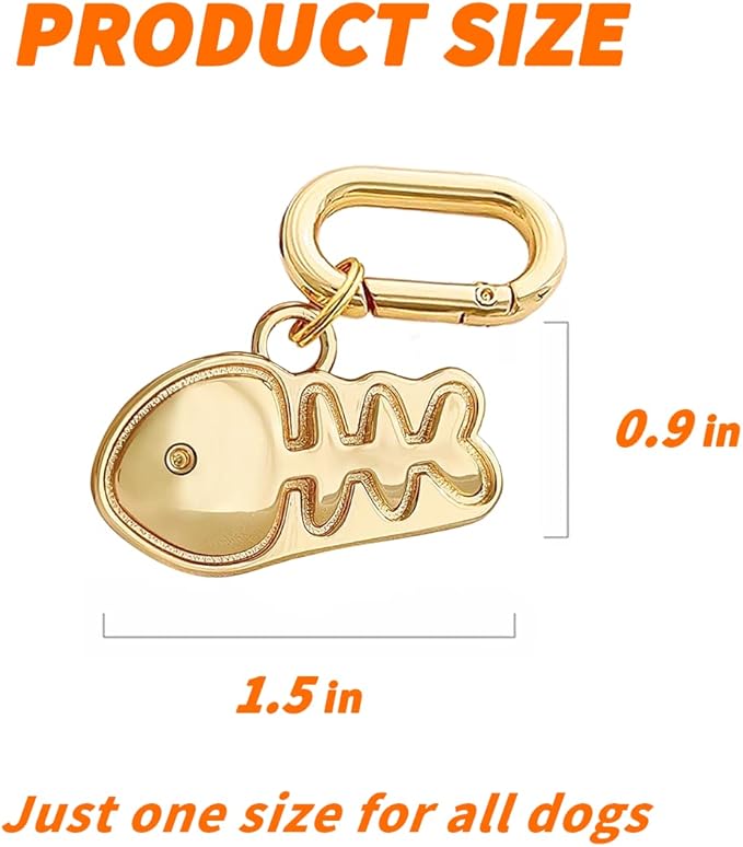 Dogs ID Tags Personalized Double Sided Deep Engraved Cat & Dog Collar Charm Fishbone Balloon Shape Brass