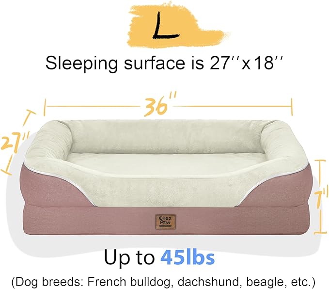 Orthopedic Foam Large Dog Bed XLarge Dog Beds with Removable Washable Cover Pet Bed with Bolster Waterproof Cover Extra Large Dogs Beds Big Size Pet