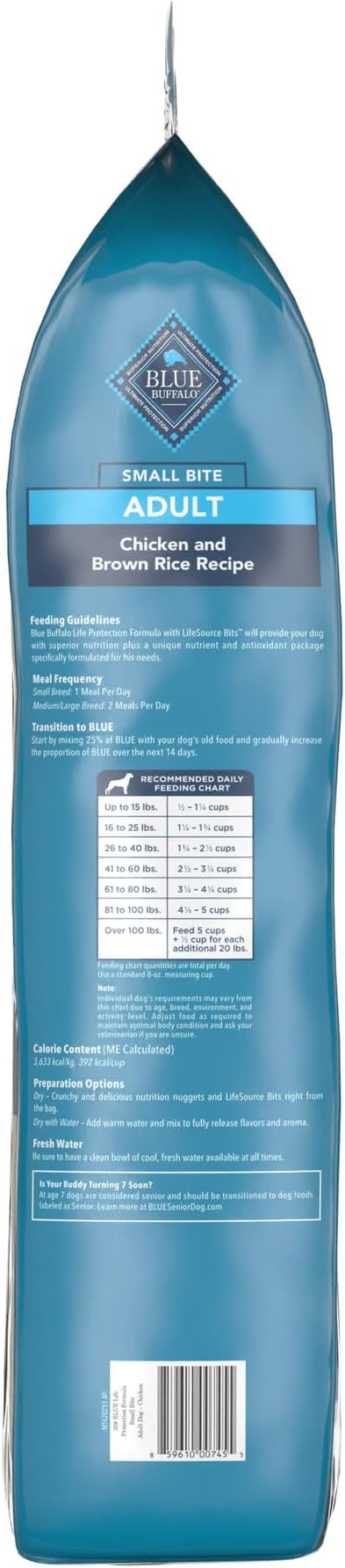 Blue Buffalo Life Protection Formula Natural Adult Small Bite Dry Dog Food, Chicken and Brown Rice 30-lb