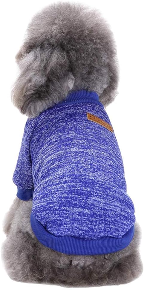Jecikelon Dog Clothes Dogs Sweater Soft Puppies Clothing Winter Puppy Sweaters Warm Outfit for Dogs Small XXS XS Cat Apparel (X-Small, Dark Blue)