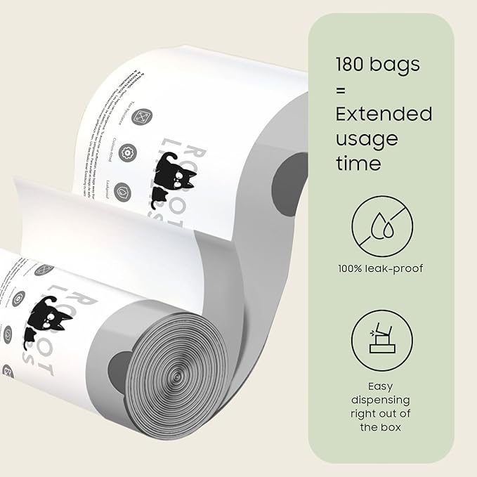 Cat Litter Box Robot 4 and 3 Waste Bags, 180 Pack Automatic Litter Box Bags, Thick Heavy Duty Cat Litter Box Liner Bags 25.2 X 15.7 IN