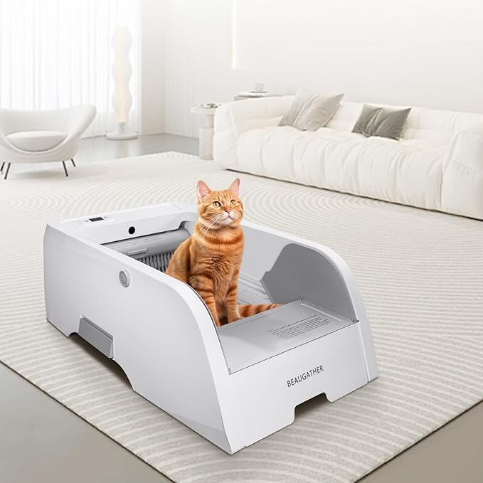 Self Cleaning Litter Box, Upgraded Automatic Cat Litter Box Self Cleaning That Can Use Clumping Cat Litter, Anti Pinch and Odorless