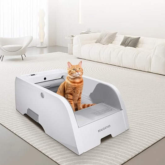 Self Cleaning Litter Box, Upgraded Automatic Cat Litter Box Self Cleaning That Can Use Clumping Cat Litter, Anti Pinch and Odorless