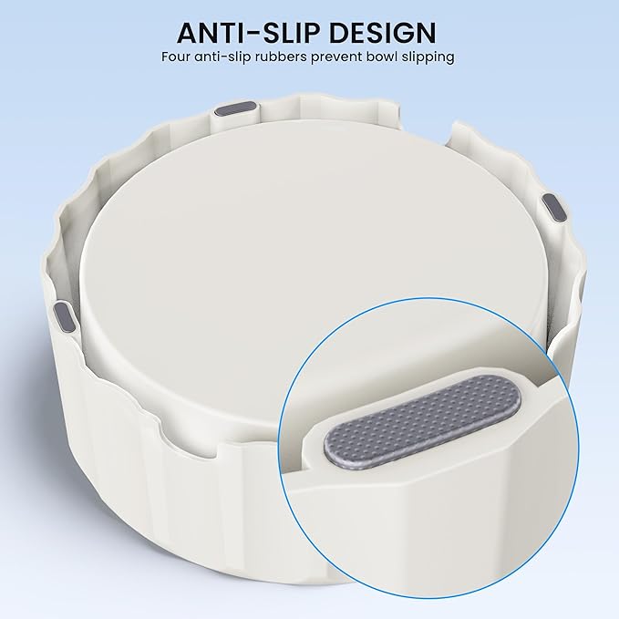 Dog Water Bowl 70oz/2L Large Capacity Water Dispenser No Spill Non Slip No Splash Pet Slow Feeder No Drip Vehicle Carried Travel Slow Drinking Bowl for Dogs Cat(White)