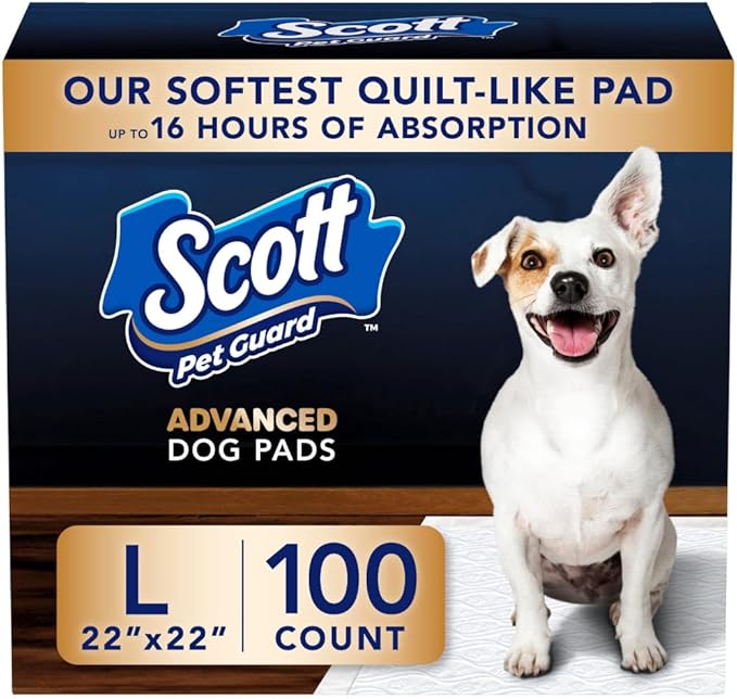 Scott Pet Guard Advanced Dog Pads - Large - 22" x 22" - 100 Pack of Pet Pads