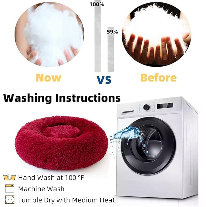 Small Cat Beds for Indoor Cats - Cat Bed Washable 16 inches, Dog Beds for Small Dogs, Anti Anxiety Round Fluffy Plush Faux Fur Pet Bed, Thick Bottom